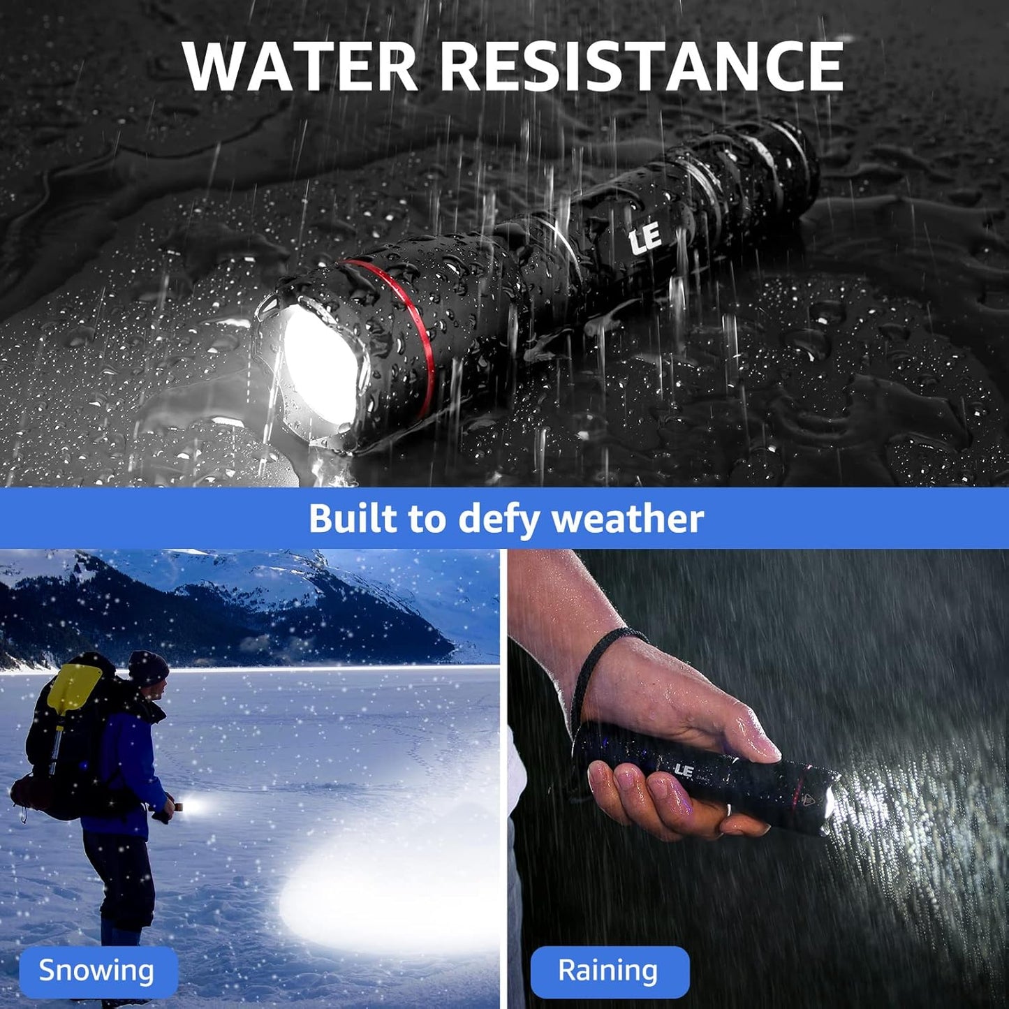 Lepro 1000LM Rechargeable Tactical Flashlight | High Power Zoomable LED Torch with USB Cable