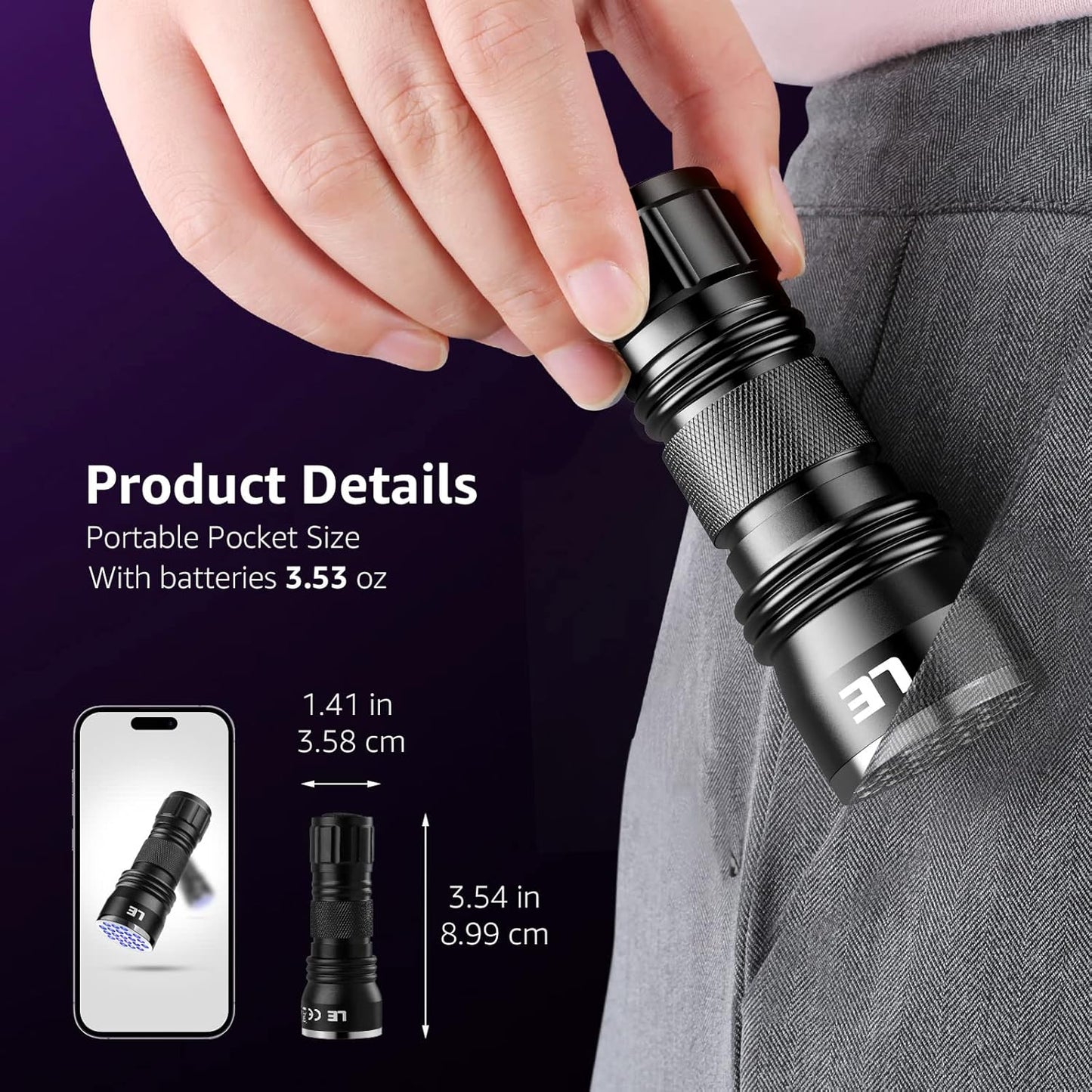 Lepro LE Black Light Flashlight with 21 LEDs