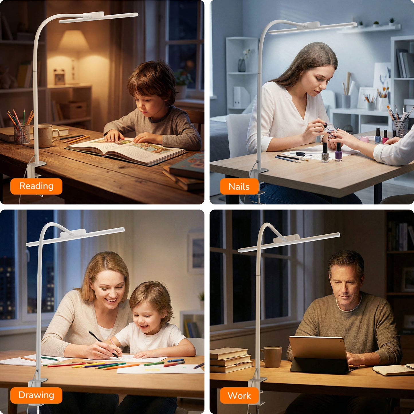 Lepro Led Desk Lamp for Home Office, Metal Architect Lamp with Clamp, 11W 750LM Eye-Caring Task Light, 25 Lighting Modes, Flexible Gooseneck for Monitor, Workbench, Drafting, Crafts, Reading