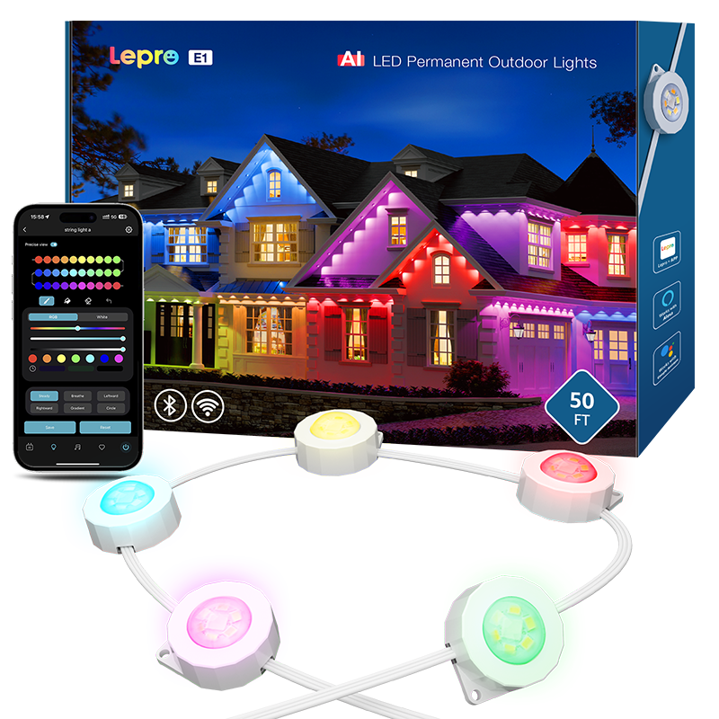 【新品】Lepro E1 AIスマートLEDストリングライト（2本セット） Lepro E1 AI-Powered Permanent Outdoor Lights | Holiday Decor