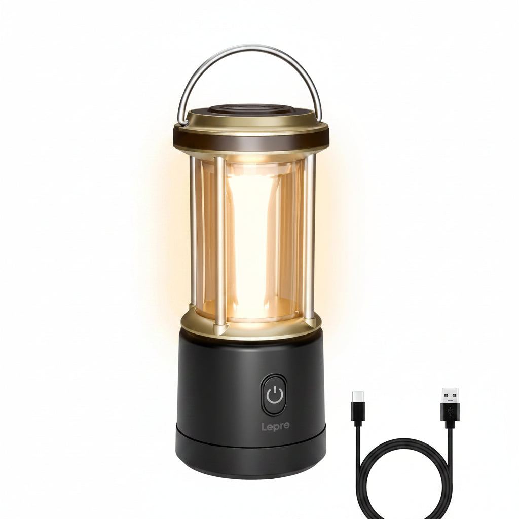 Lepro 2000LM LED Camping Lantern Rechargeable, Waterproof Tent Light with 5 Light Modes, Camping Essentials, Portable Lantern Flashlight for Camping, Emergency Light, Power Outage, USB Cable Included