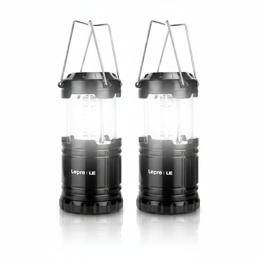 Lepro LED Camping Lantern (190 lm, AA Battery Powered, Waterproof, 2-pack)