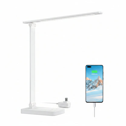 Lepro LED Desk Lamp (Dimmable, White, with USB Charging Port)