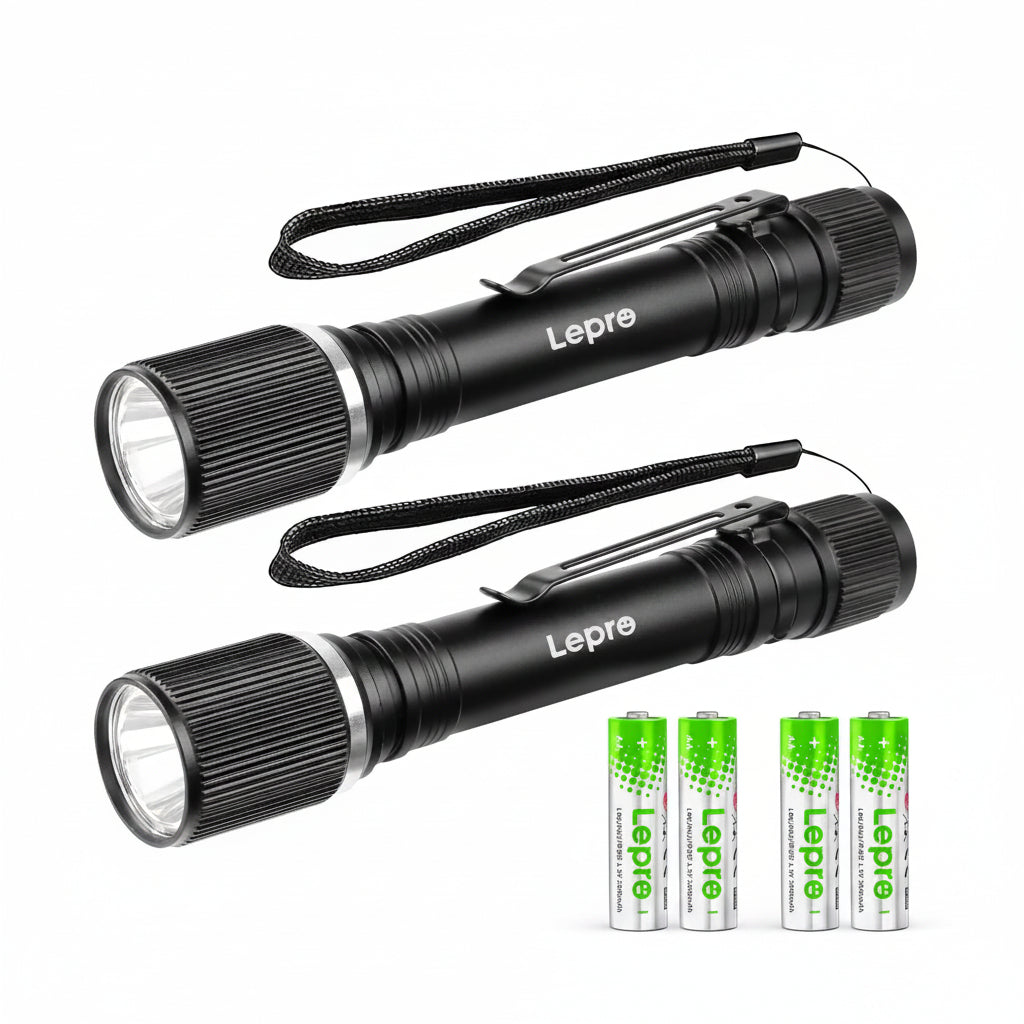 Lepro LED Mini Flashlight High Lumens with Clip 2 packs