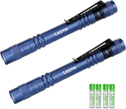 Lepro Portable Pocket LED Pen Light (2 Pack) | Compact Flashlight for Inspection, Work & Emergency