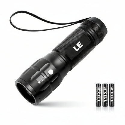 Lepro Portable LED Flashlight – High Lumens, Waterproof (Black, AAA Batteries Included)