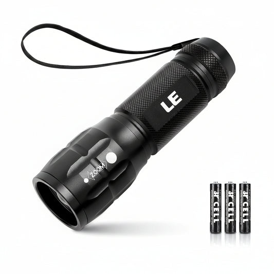 Lepro Portable LED Flashlight – High Lumens, Waterproof (Black, AAA Batteries Included)