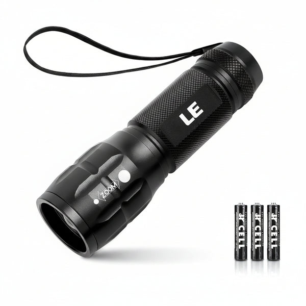 Lepro Portable LED Flashlight (Black, High Lumens, Waterproof, AAA