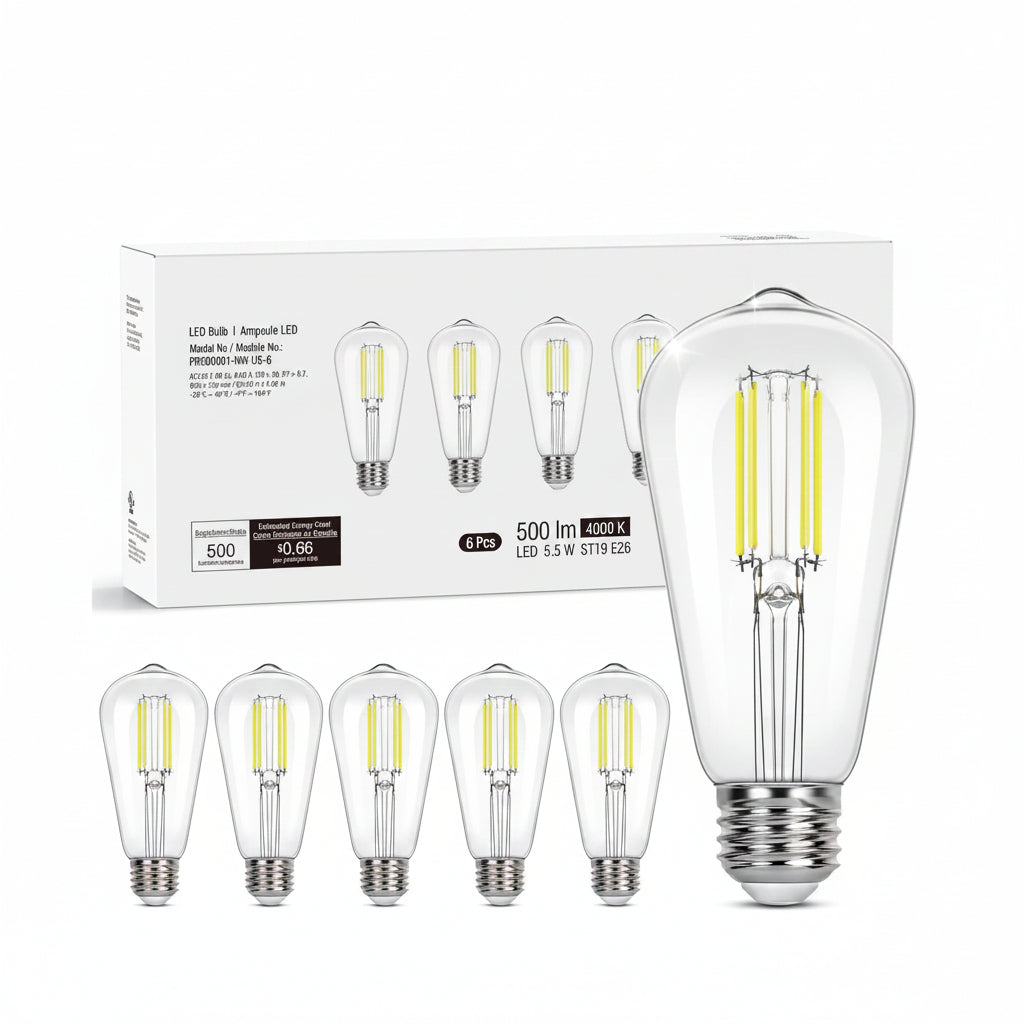 Lepro ST19 Vintage Edison LED Bulbs, Dimmable, E26 Base, 8W (60W Equivalent), 800 Lumens, 4000K Cool White, Clear Glass