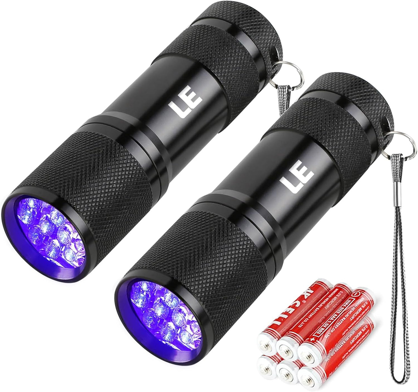 Lepro 395nm UV Black Light Flashlight, Portable Ultraviolet Stain Detector with AAA Batteries