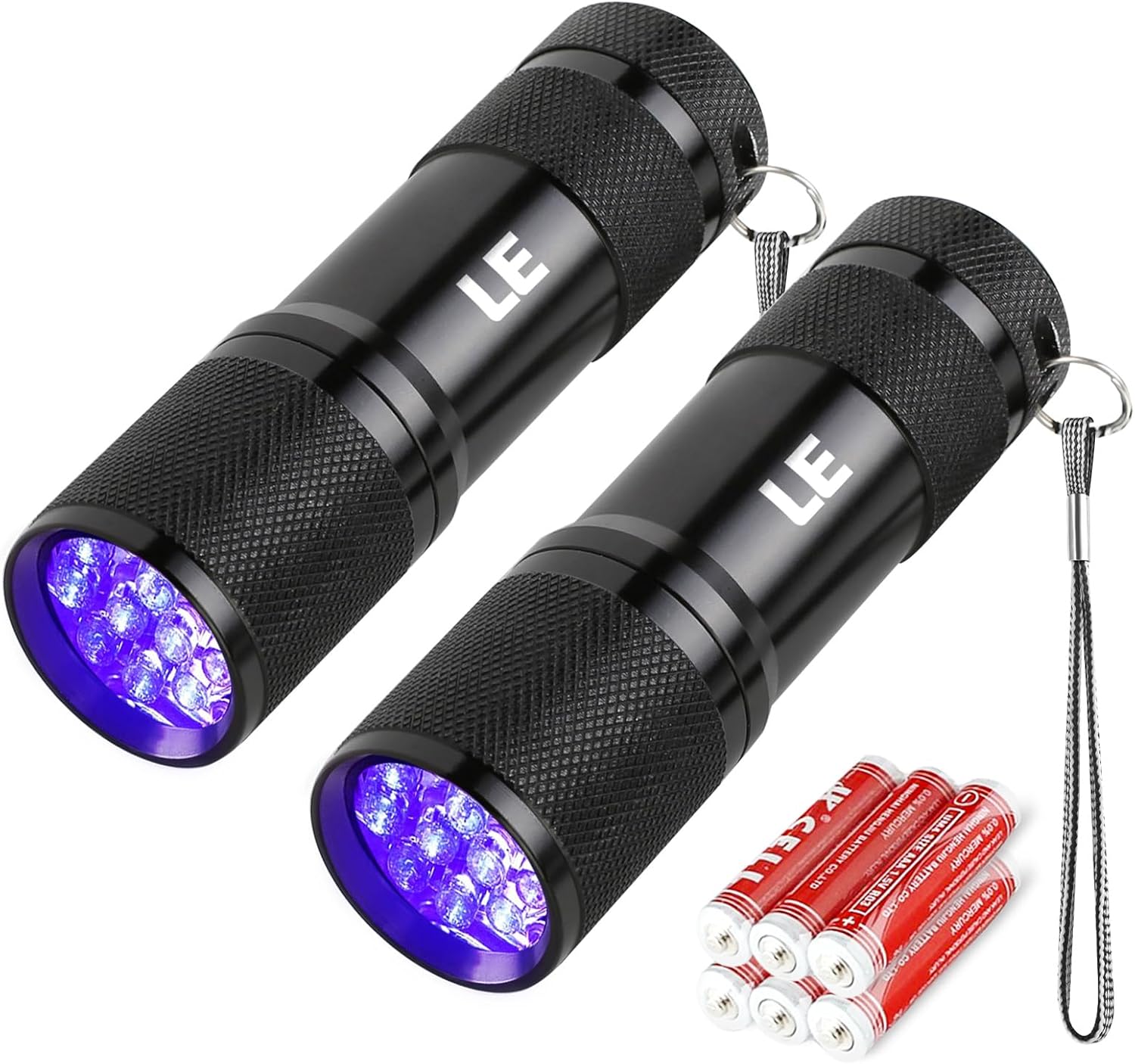 Lepro 395nm UV Black Light Flashlight, Portable Ultraviolet Stain Detector with AAA Batteries
