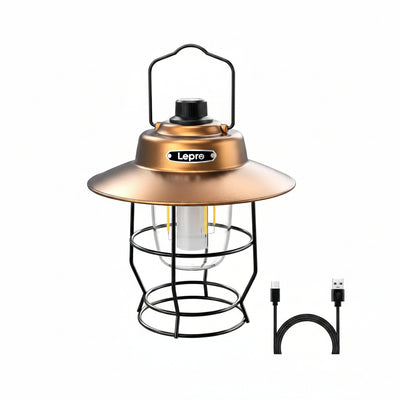 Lepro Vintage LED Rechargeable Camping Lantern (Power Bank, 450LM 3 Lighting Modes, IPX4 Waterproof Retro Hanging Tent Light)