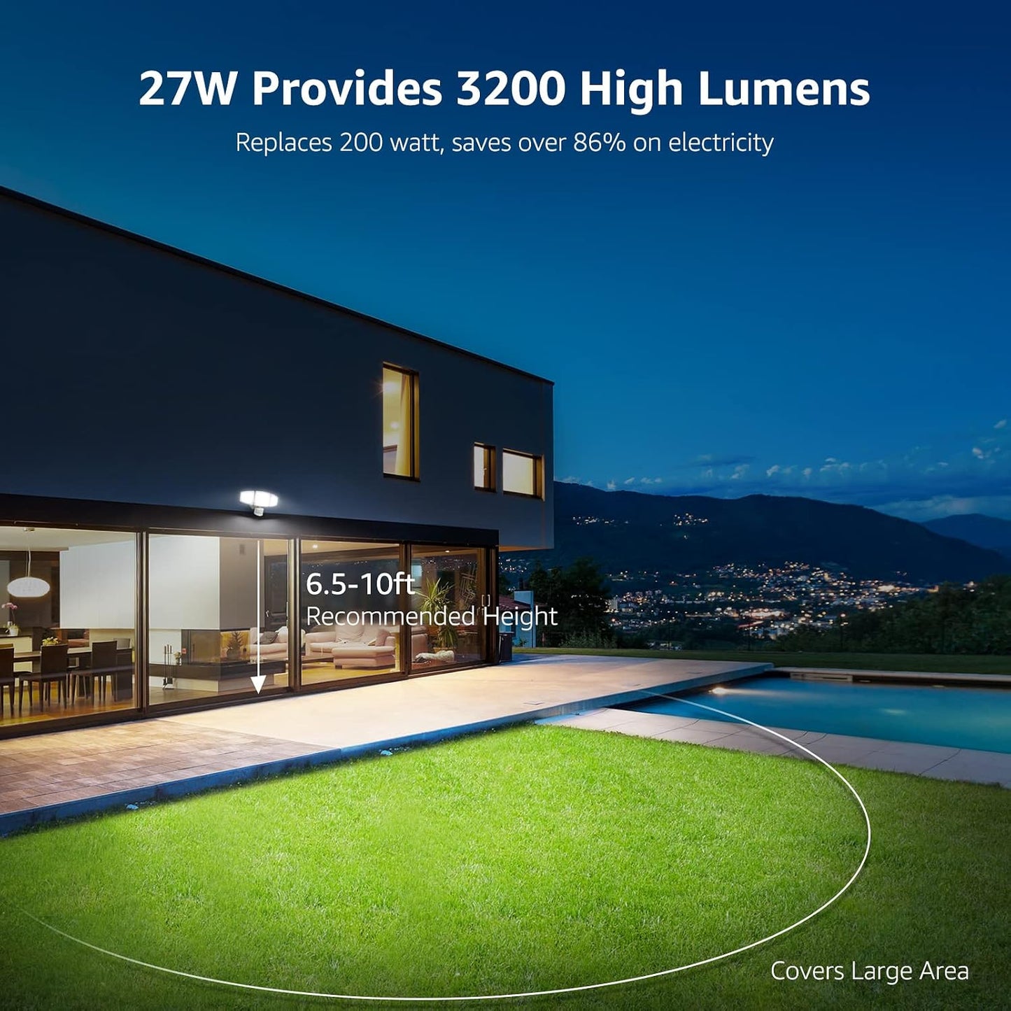 Lepro LED Security Lights (White, 3200 Lumens, 27W, IP65 Waterproof)