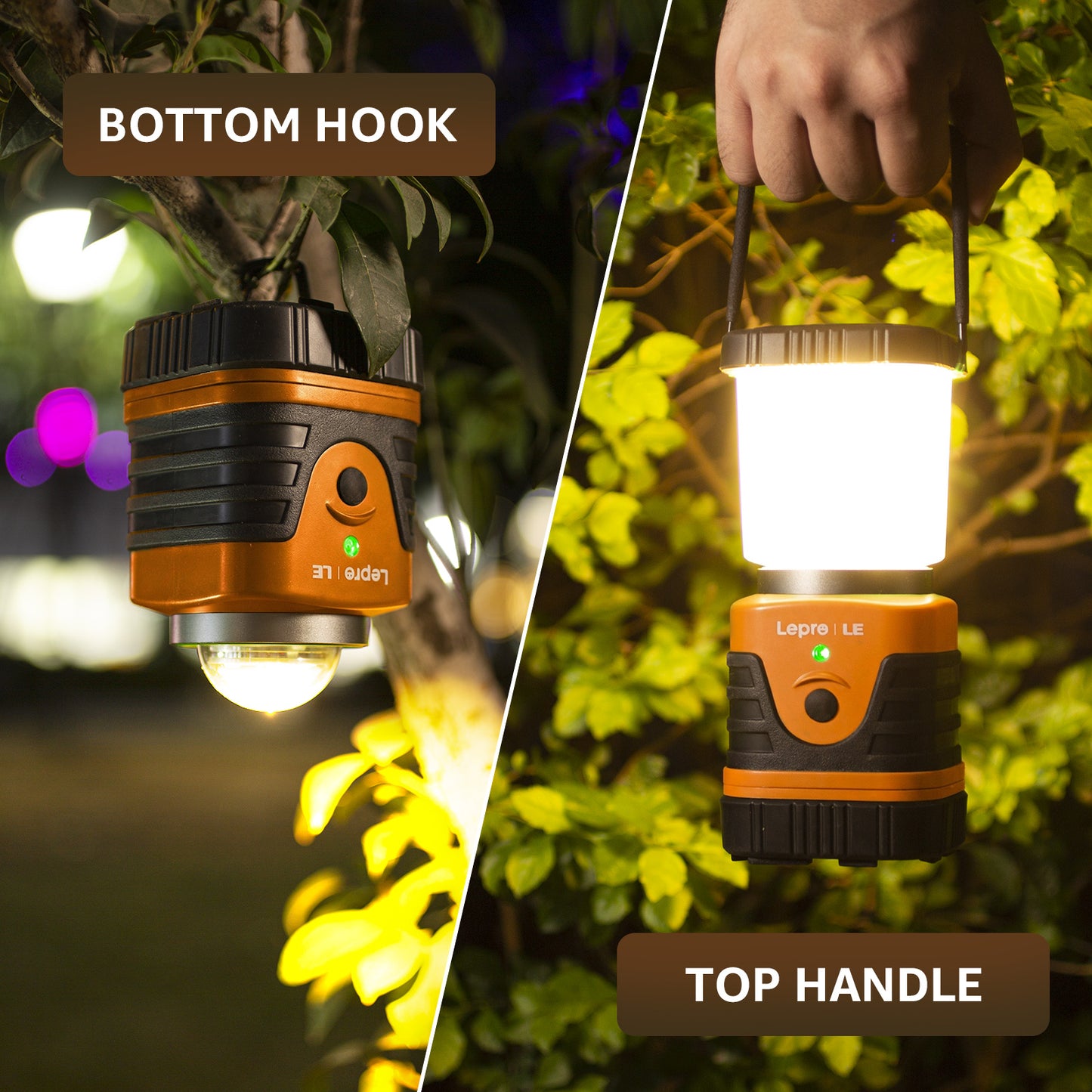 Lepro 1000LM LED Camping Lantern Rechargeable with 4 Light Modes, Orange