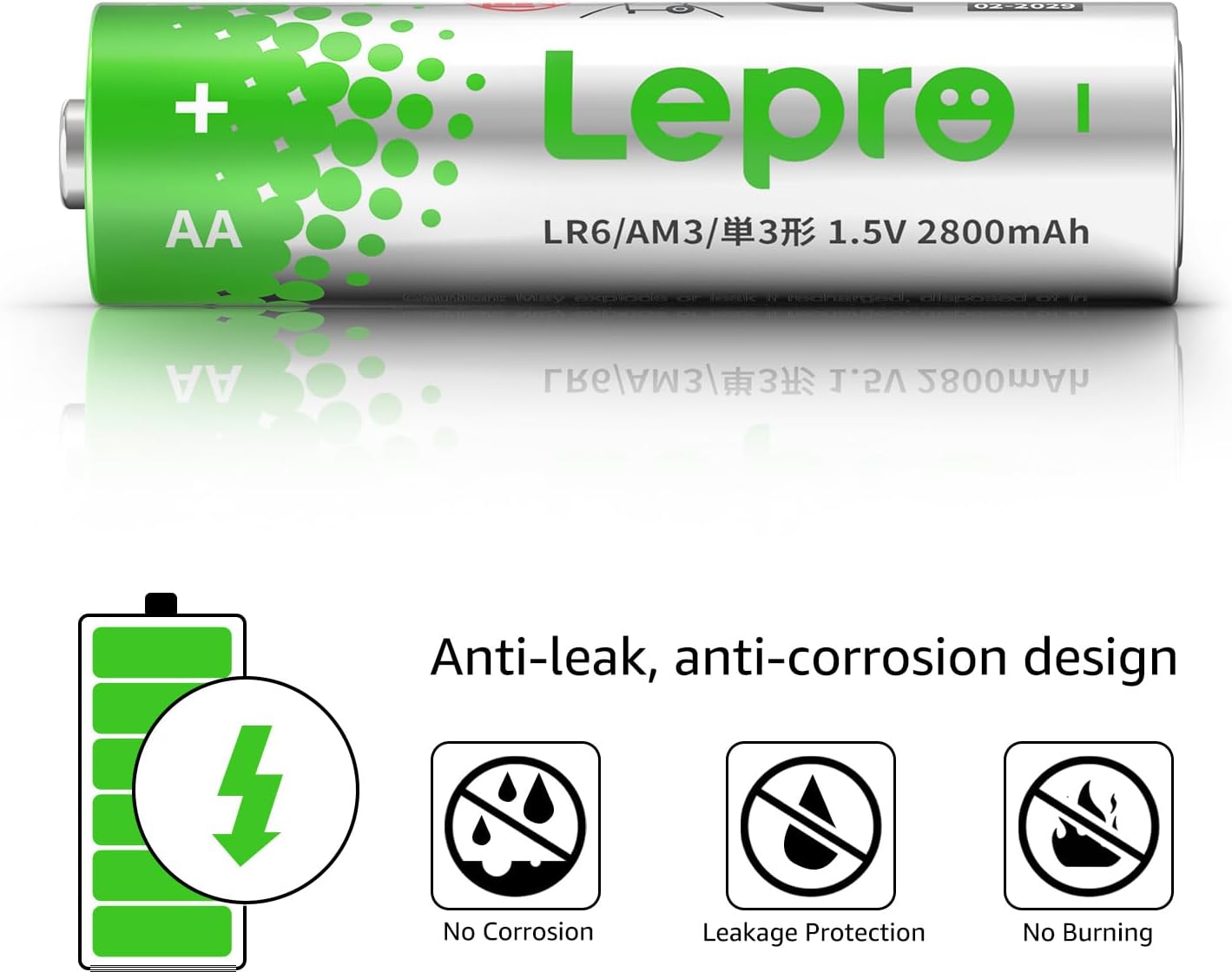 Lepro AA and AAA Batteries Combo Pack, 1.5V Long-Lasting Alkaline Battery Variety Pack (24/48 Packs))