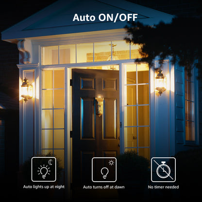 Lepro A19 Dusk to Dawn LED Light Bulb, E26 Base, 9W (60W Equivalent), 800 Lumens, 2700K Warm White, Non-Dimmable, Damp-Proof, 2-Pack