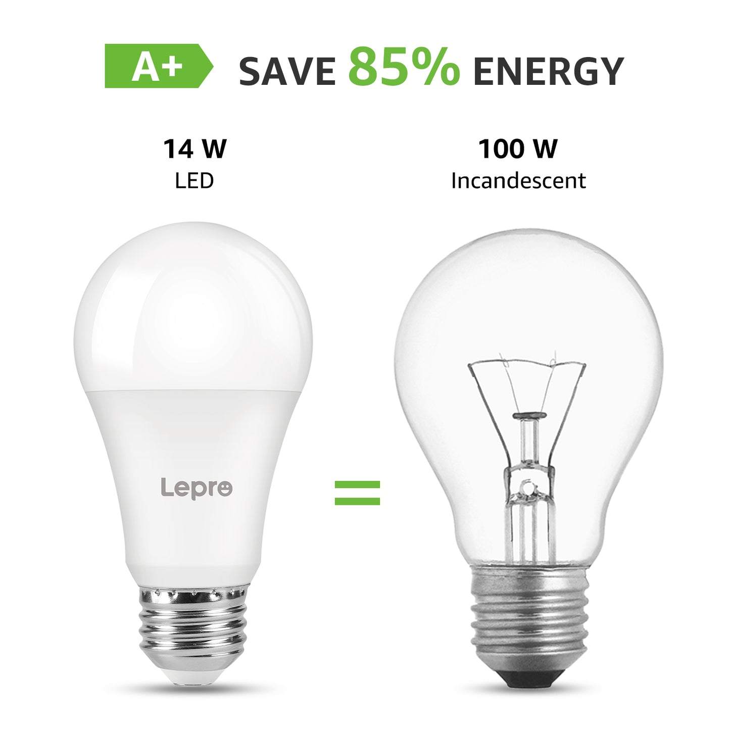 Lepro A19 Dimmable LED Light Bulbs, E26 Base, 14W (100W Equivalent), 1500 Lumens, 5000K Daylight, UL Listed