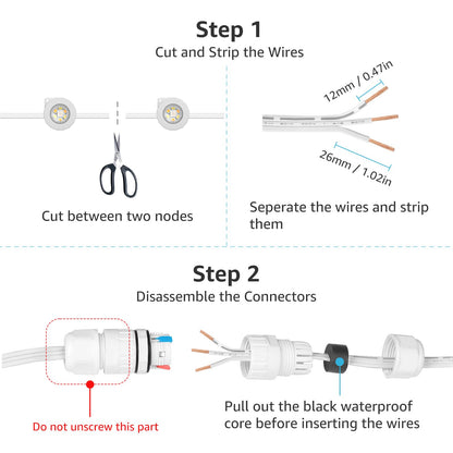 Lepro Extension Cable (20 ft) for Lepro E1 Permanent Outdoor Lights Only, 2 Built in Data Booster/Signal Amplifier