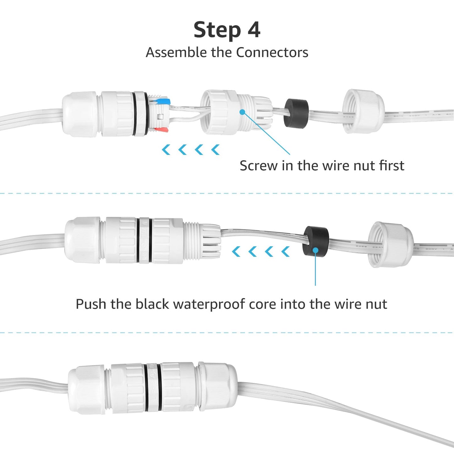 Lepro Extension Cable (20 ft) for Lepro E1 Permanent Outdoor Lights Only, 2 Built in Data Booster/Signal Amplifier