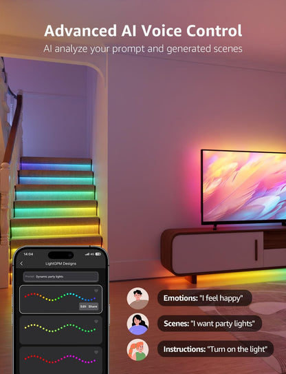 Lepro S2 Smart LED Strip Lights with AI Features (Dynamic RGB+Warm White+Daylight White)