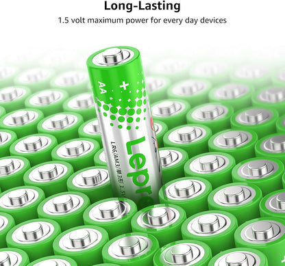 Lepro AA and AAA Batteries Combo Pack, 1.5V Long-Lasting Alkaline Battery Variety Pack (24/48 Packs))