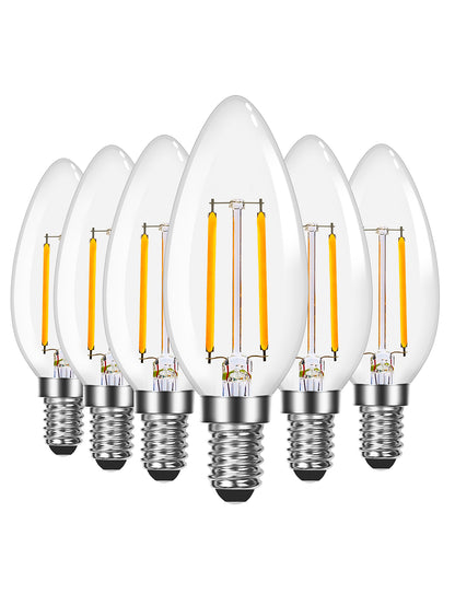 Lepro B11 LED Candelabra Bulbs, E12 Base, Dimmable, 5.5W (60W Equivalent), 500 Lumens, 2700K Warm White, Filament Clear Glass