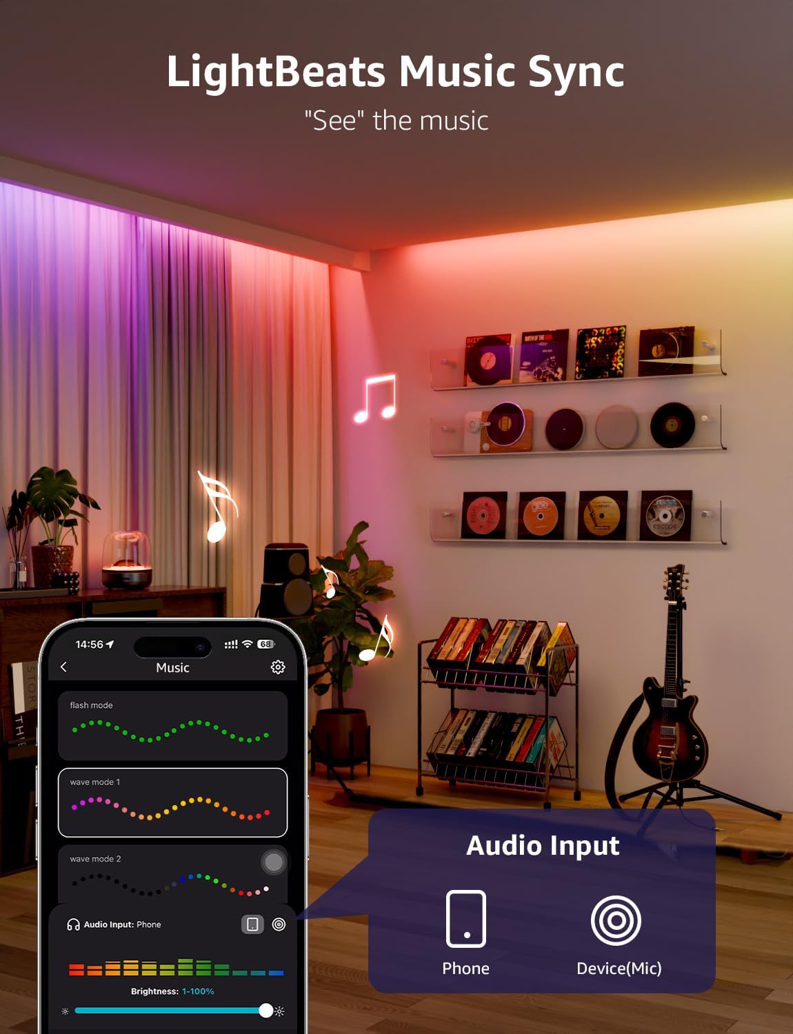 Lepro S2 Smart LED Strip Lights with AI Features (Dynamic RGB+Warm White+Daylight White)