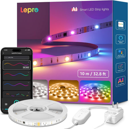 Lepro S2 Smart LED Strip Lights with AI Features (Dynamic RGB+Warm White+Daylight White)