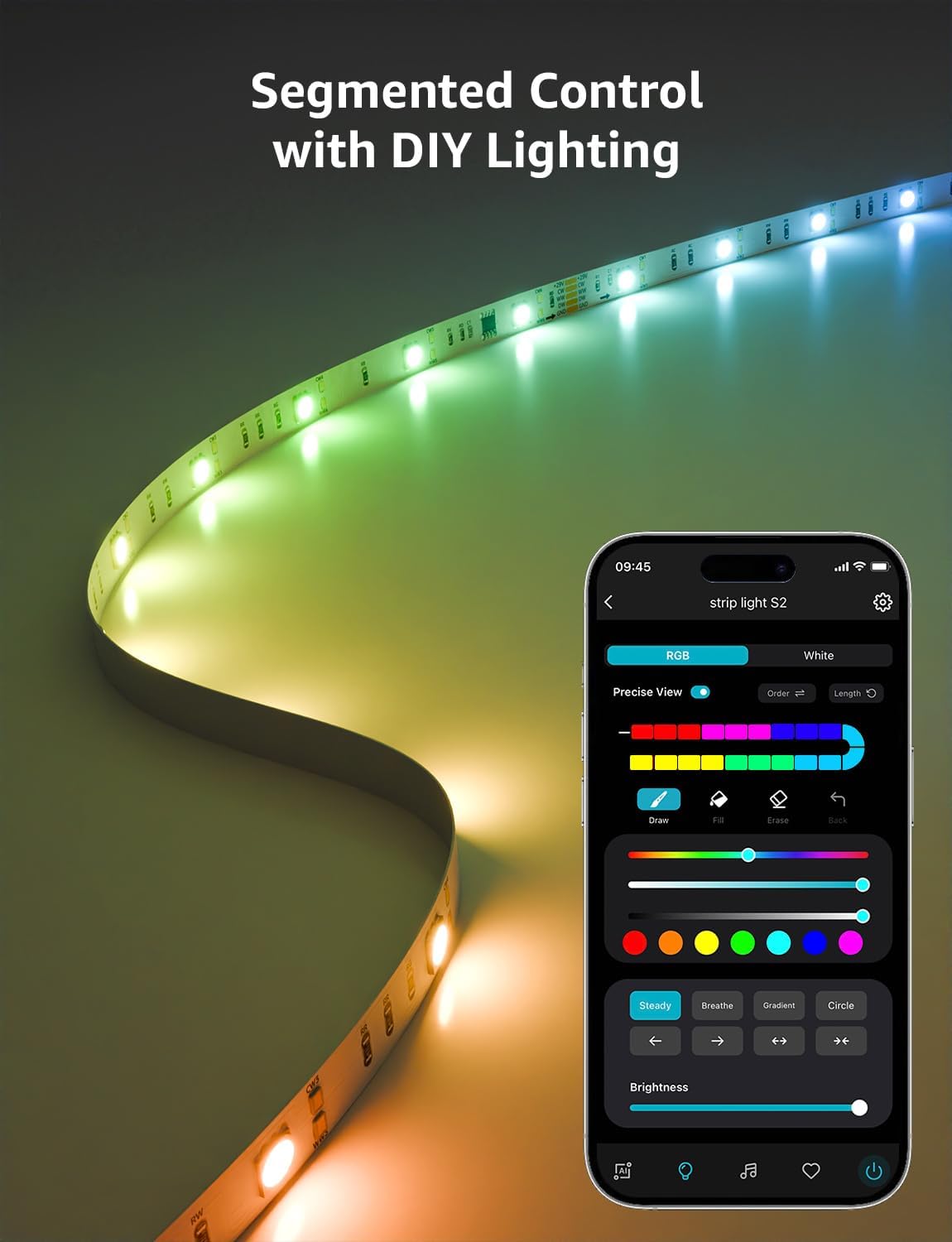 Lepro S2 Smart LED Strip Lights with AI Features (Dynamic RGB+Warm White+Daylight White)