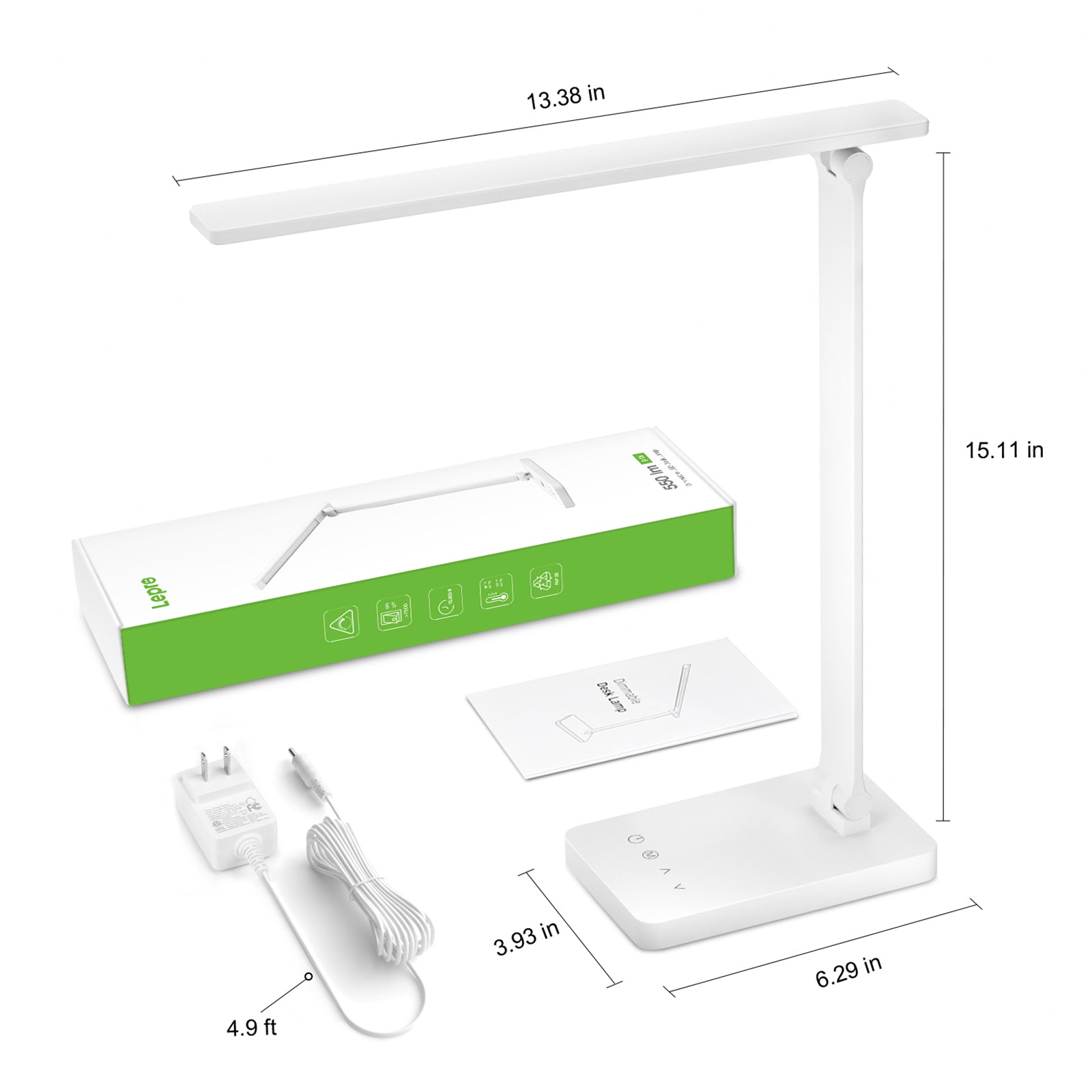 Lepro LED Desk Lamp (Dimmable, with USB Charging Port)