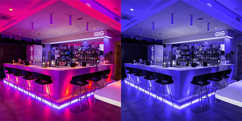 led strip lights under bar