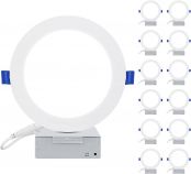 12 Pack 6 Inch LED Recessed Lighting, Ultra-Thin Ceiling Light with Junction Box, Dimmable Retrofit Downlight, 12W 1050LM 5000K Daylight Baffle Trim - ETL FCC Energy Star Certified