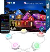 Lepro E1 AI Permanent Outdoor Lights APP Control, 50ft Smart RGB+IC Christmas House Lights with 30 Warm/Cool White LED Pucks, Alexa Google Enabled, AI Generated Lighting LLM, NO Remote, 2.4 GHz WiFi